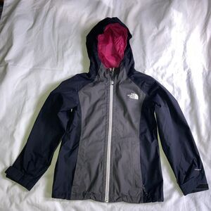 North Face Dryvent Girls Kids Zip Up Hoodie Black Gray Pink Shell Jacket Small